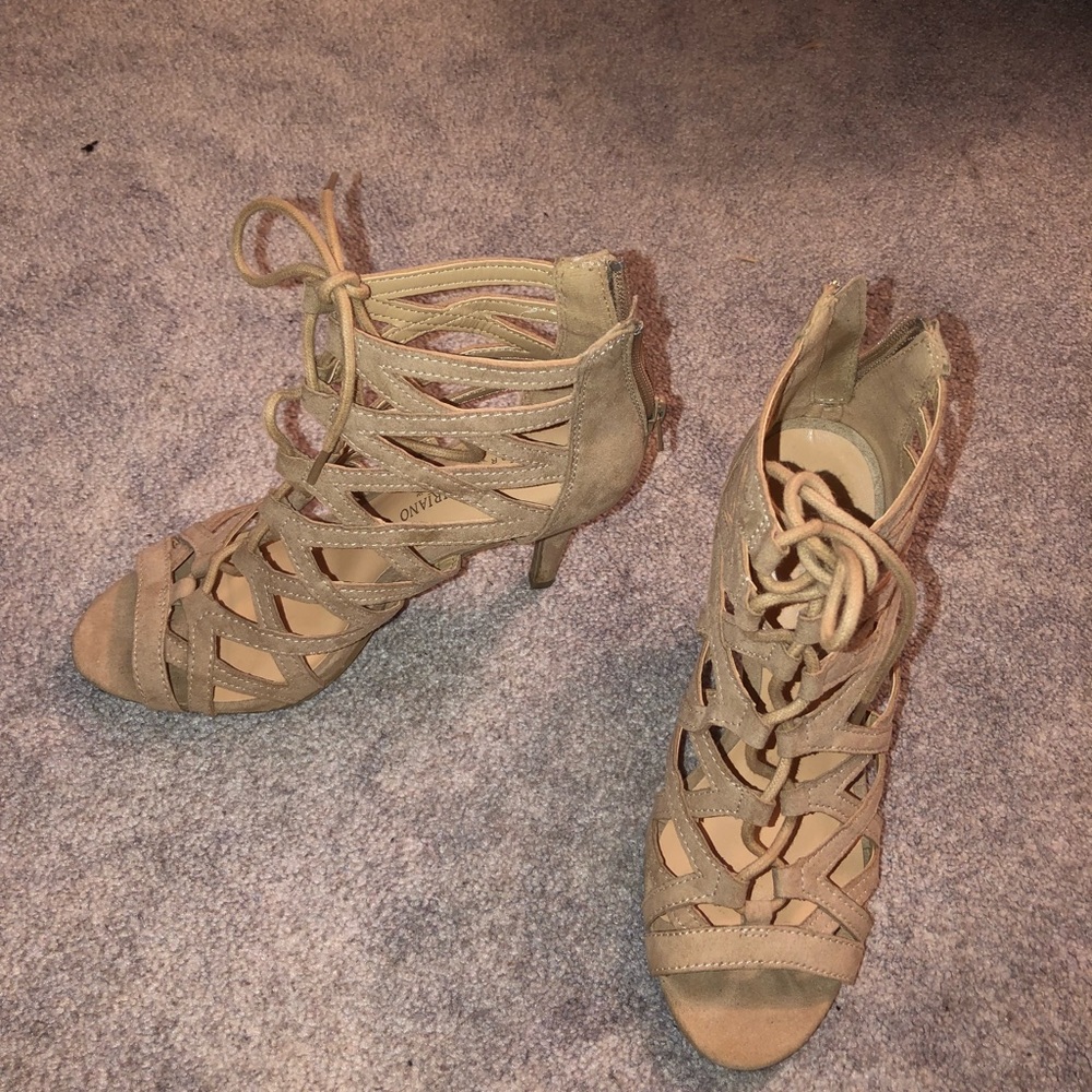 Tan strappy heels